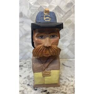 Vintage '01 Hand Carved Hand Painted #6 Fireman First‎ Responders Hero Signed